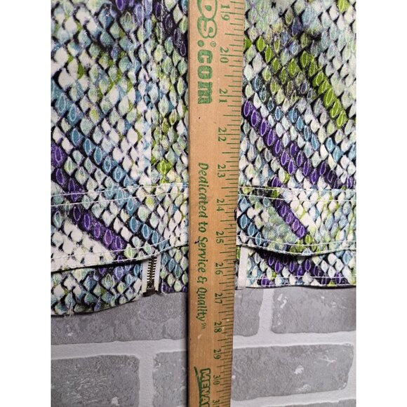 Colorful Snakeskin Print Women's Jacket Front Zipper Chest Pockets Size M‎ - Picture 11 of 12